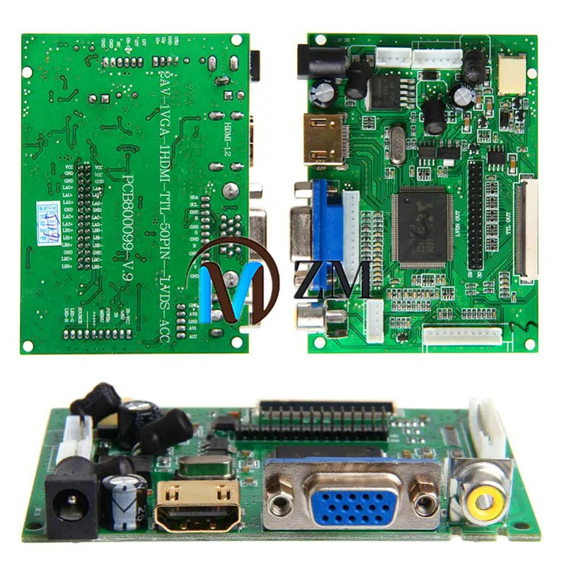 Монитор Jstping с ЖК дисплеем AT090TN10 AT090TN12 детская плата драйвера TTL LVDS контроллер HDMI VGA для Raspberry Pi|ЖК-экраны и