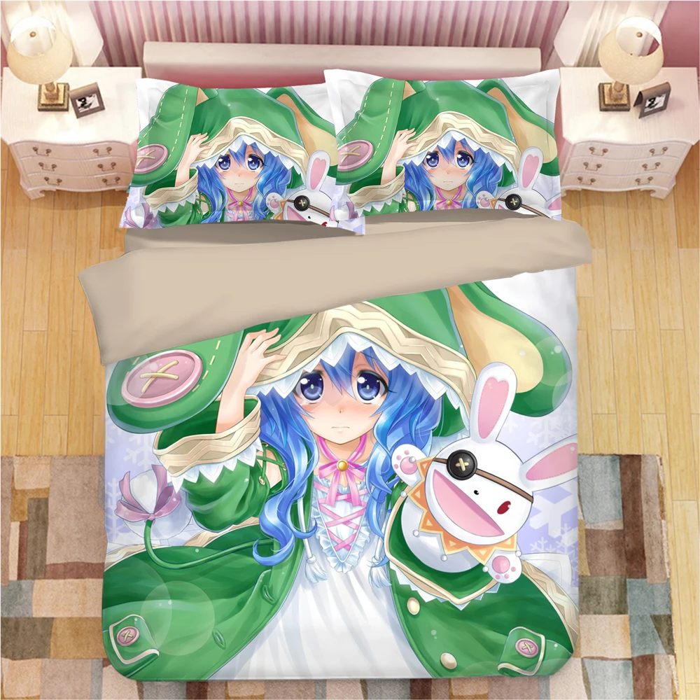 

Tokisaki Kurumi Bedding Set Cartoon Anime Duvet Covers Pillowcases 3D Printed Comforter Bedding Sets Bed Linen Bedclothes 05