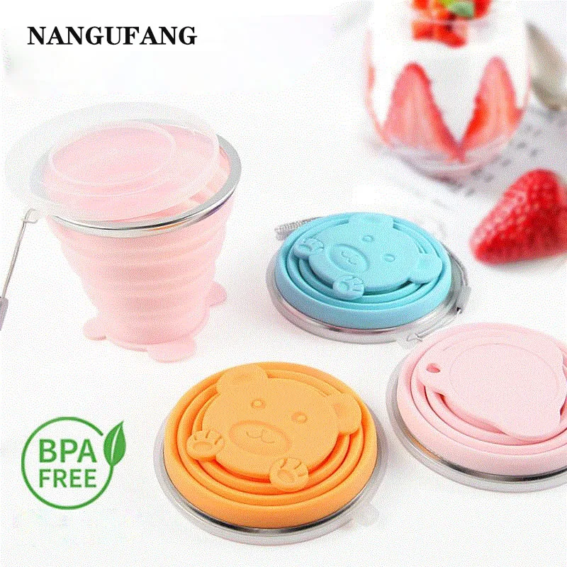 

320 ml folding retractable cup BPA free food grade silicone with lid rope for washing coffee milk drinking Outdoor trave mug