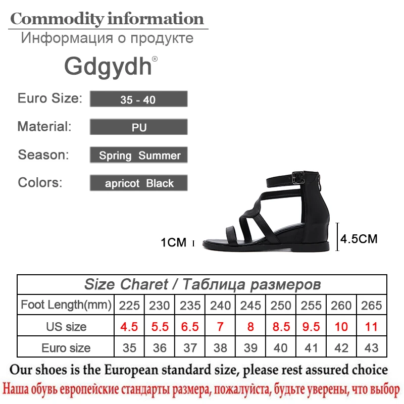 Женские сандалии гладиаторы Gdgydh черные удобные босоножки на танкетке с ремешком