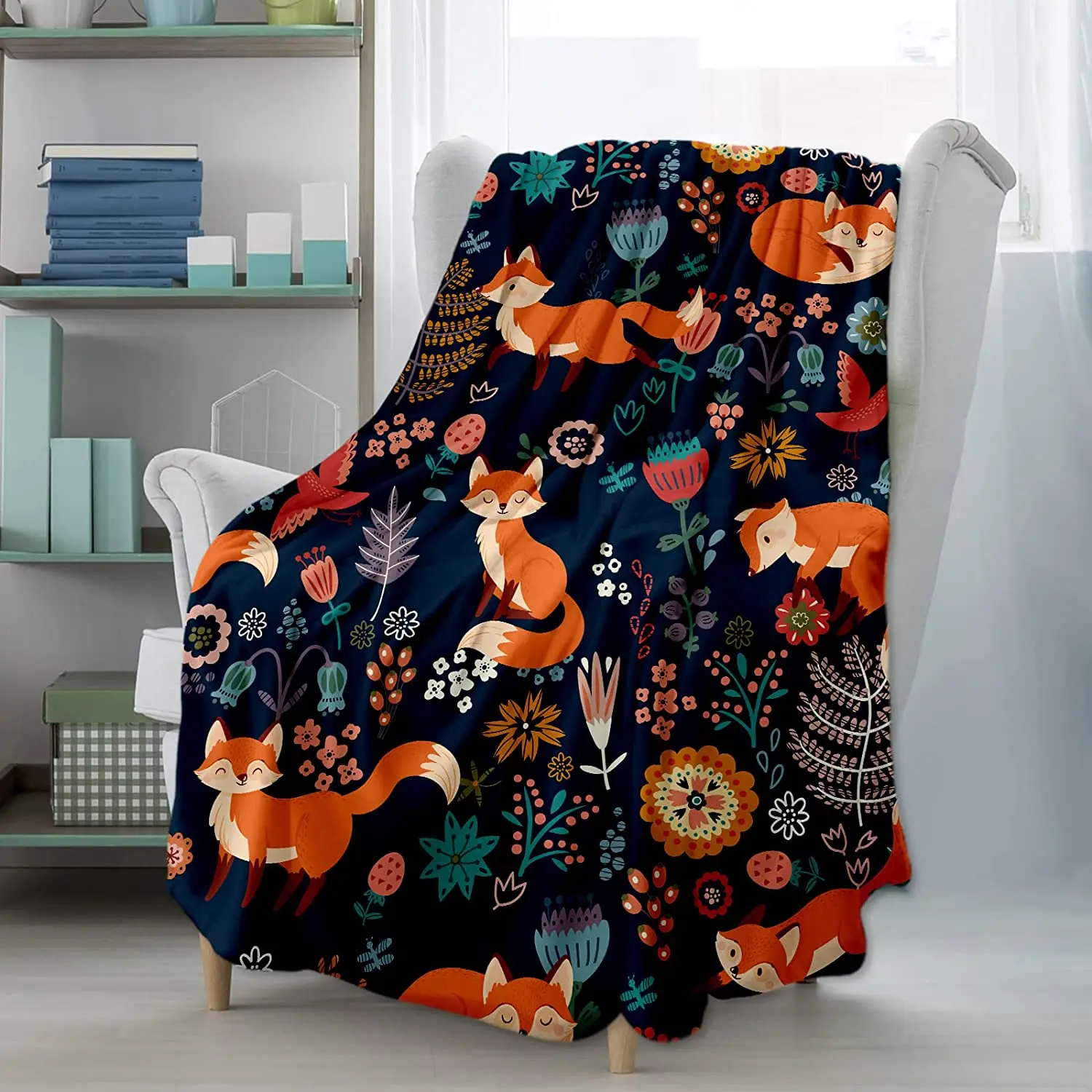 

Fox Fleece Flannel Blanket, Soft Fuzzy Plush Throw Blanket 40x50 Inch Comfortable Cute Blankets for Sofa Bed Car