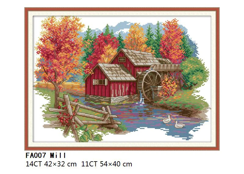 Joy Sunday вышивка крестиком пейзаж мельница узоры Aida ткань 14ct 11ct DMC нити Счетный холст для вышивания комплект DIY рукоделие