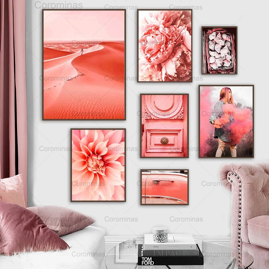 

Girl Desert Canvas Painting Conch Dahlia Carnation Door Wall Art Nordic Posters and Prints Pictures for Living Room Decoration