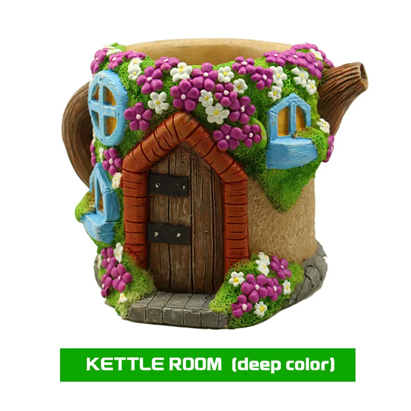 kettle deep Креативные грибы цветы горшок семена бонсай Орхидея кактус Смола мох папоротник цветочный ананас плантатор Cachepot микро пейзаж - Цвет: kettle deep