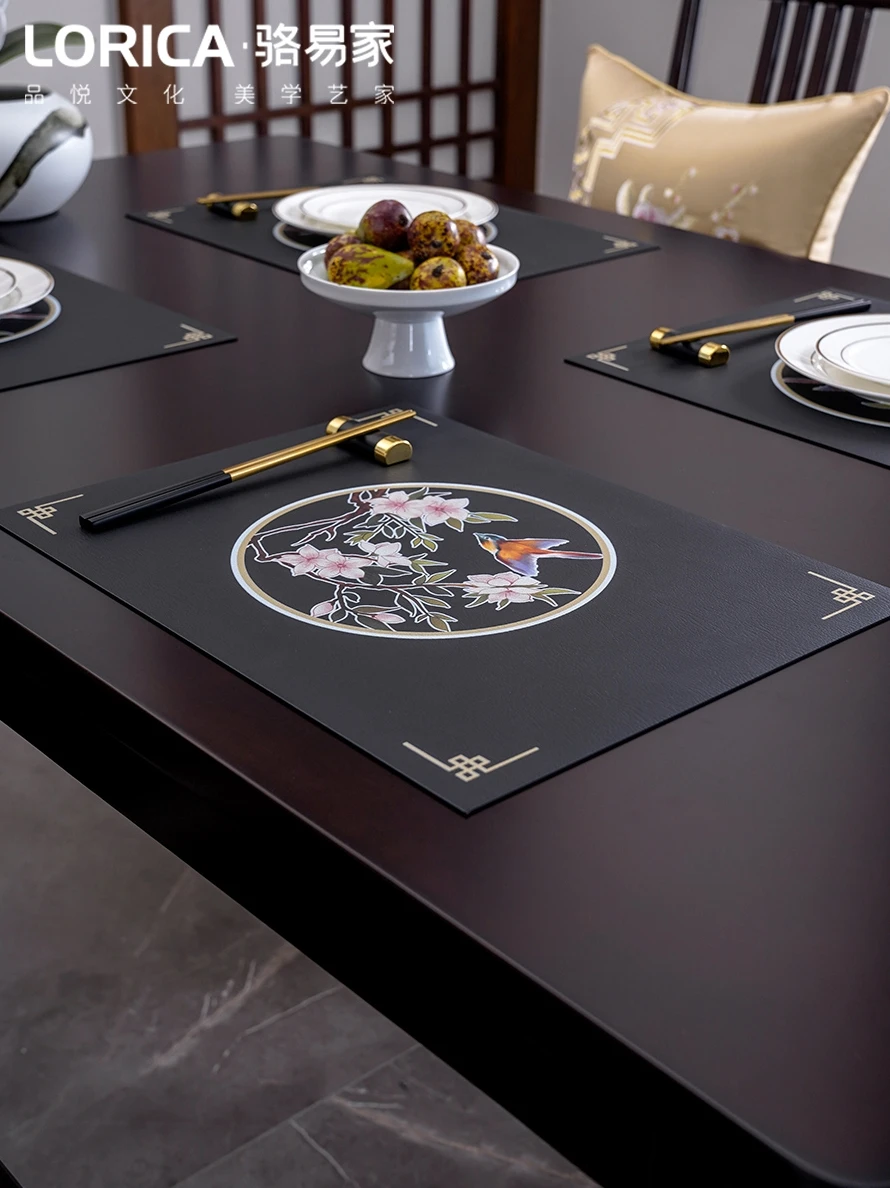 

Leather Rectangle Placemat Tableware Dining Table Waterproof Washable Thickening Placemat Vase Posavasos Kitchen Utensils DG50CD