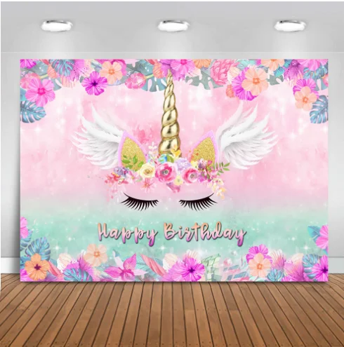 Виниловый фон для студийной фотосъемки с изображением золотого единорога крыла