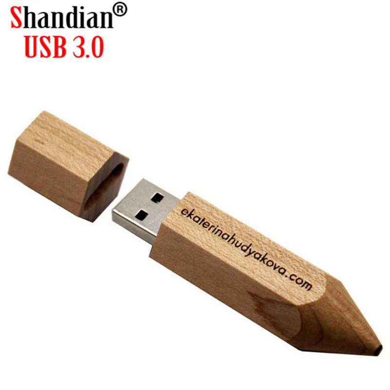 SHANDAIN USB 3 0 Бесплатная кутомер Логотип Деревянный карандаш флеш накопитель Флешка