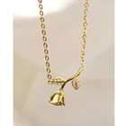 MLKENLY женское ожерелье из искусственной серебристой розы, женская простая циркониевая микро-инкрустированная нежная дизайнерская цепочка до ключиц для женщин