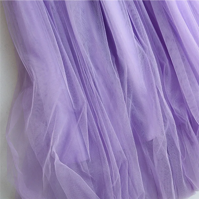 

Korean Women 2 Layers Yarn Tulle Skirts Womens Midi Pleated Skirt Tulle Skirts Spring Summer Elastic High Waist Mesh Tutu Skirt
