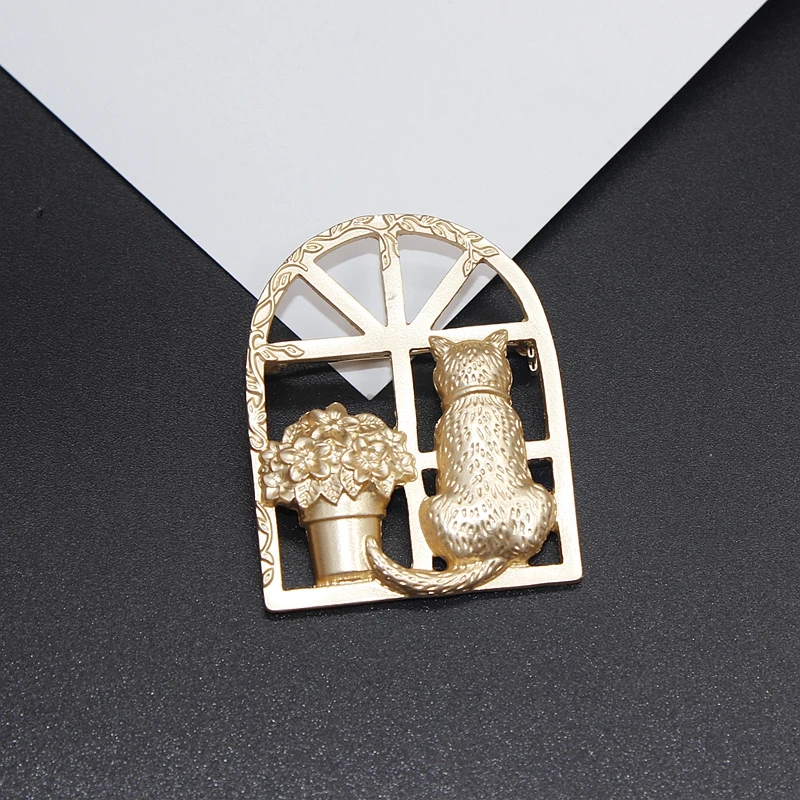 Брошь женская винтажная в горшке броши виде растений булавка форме кота или