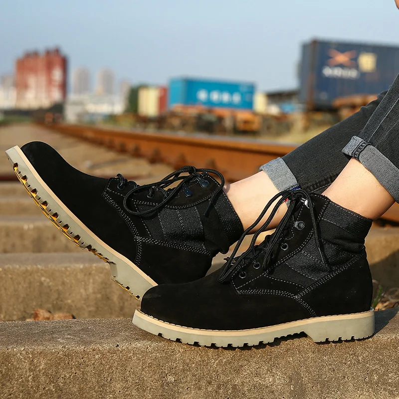 2021 Модные ботильоны Мужская обувь Повседневная замшевая Уличная из натуральной