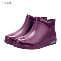 women autumn flat platform ankle rain boots 2021 slip on pvc rainboots female outdoor waterproof work water shoes