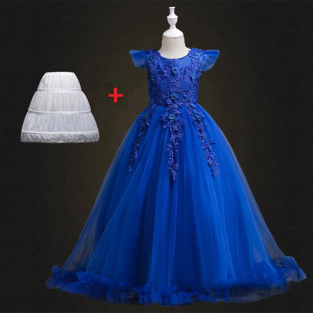 as pictures Wedding Party Dress for Girls Lace First feast princess Long Dress New Exchange Dress Ball Beauty Sexy Shoulder Dress - Цвет: as pictures