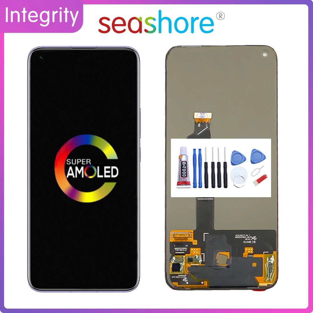 Montaje de digitalizador de pantalla t&aacute;ctil LCD para HUAWEI Honor 30, 6,53 ORIGINAL, con marco de repuesto-0