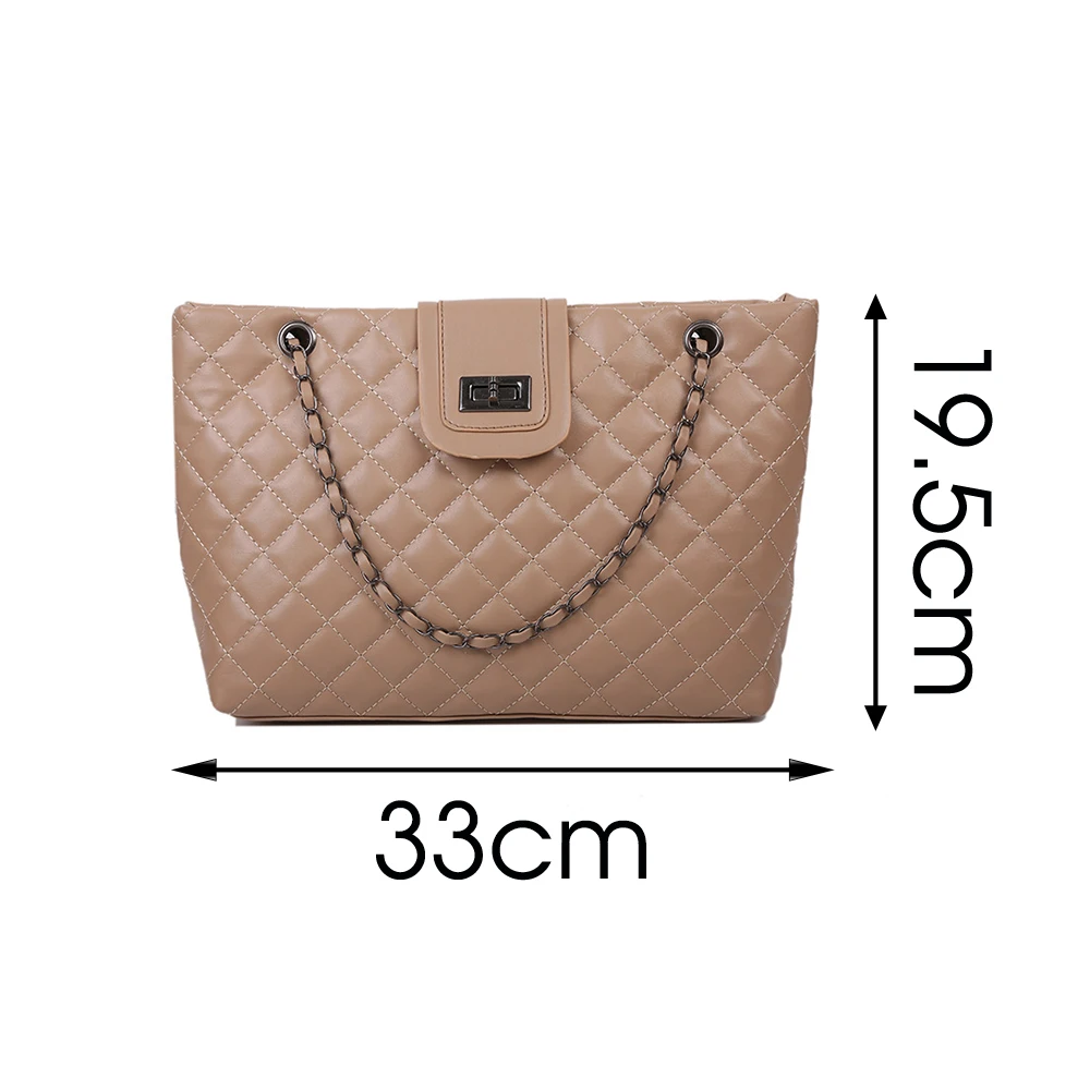 luxury women pu leather shoulder bag fashion designer chain office lady plaid print bags female large capacity crossbody bag free global shipping