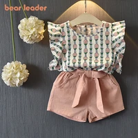 bear leader girls clothing sets for children 3 7 years o neck print t shirt top with casual short pant 2pcs princess clothes kid