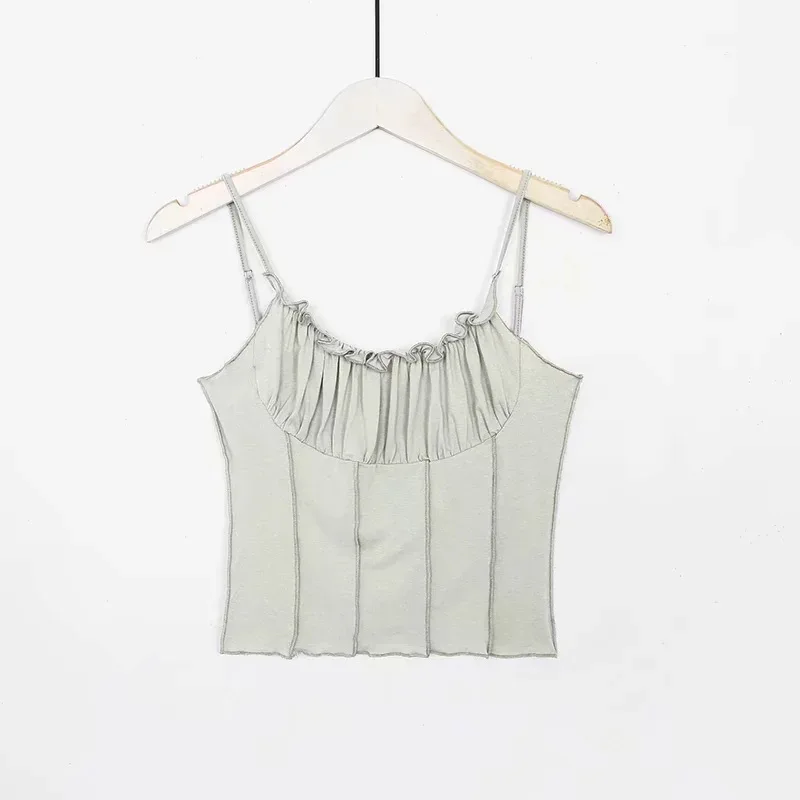 Сексуальный топ на тонких бретелях женские летние плиссированные шорты с рюшами