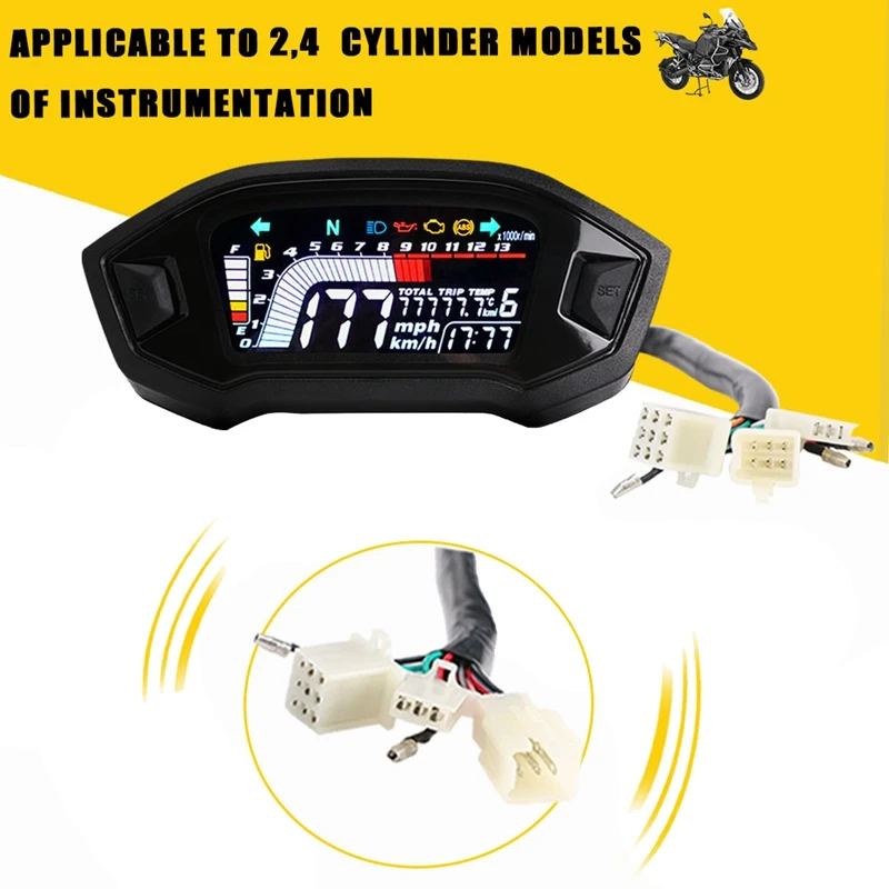 

Motorcycle LCD Instrument LCD Color Display Oeter Water Temperature Speeeter ABS All Car Universal Accessories