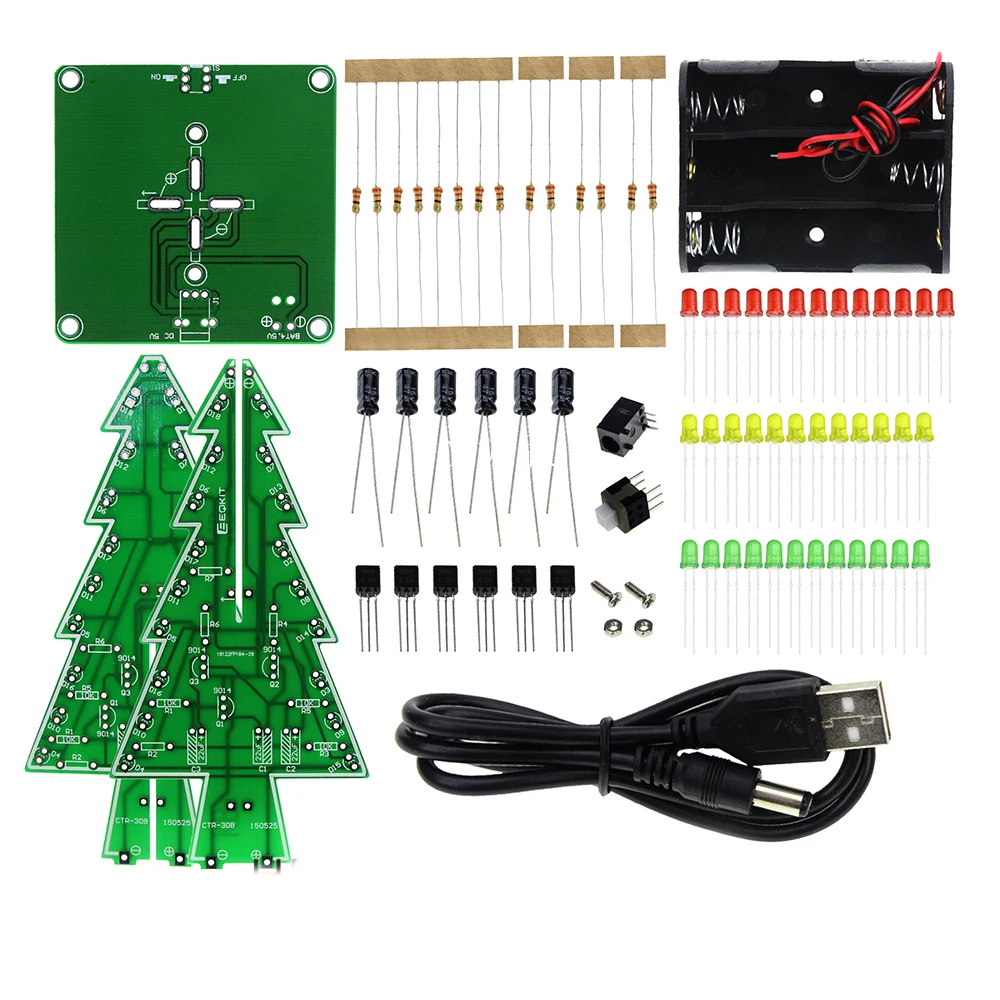 DIY electronic kit led Christmas tree colorful with battery base diy welding project | Электронные компоненты и