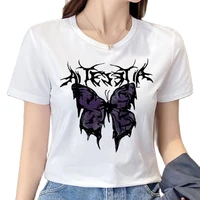 punk butterfly harajuku dark women t shirt girl fashion swag aesthetic unisex gothic tops tee y2k streetwear