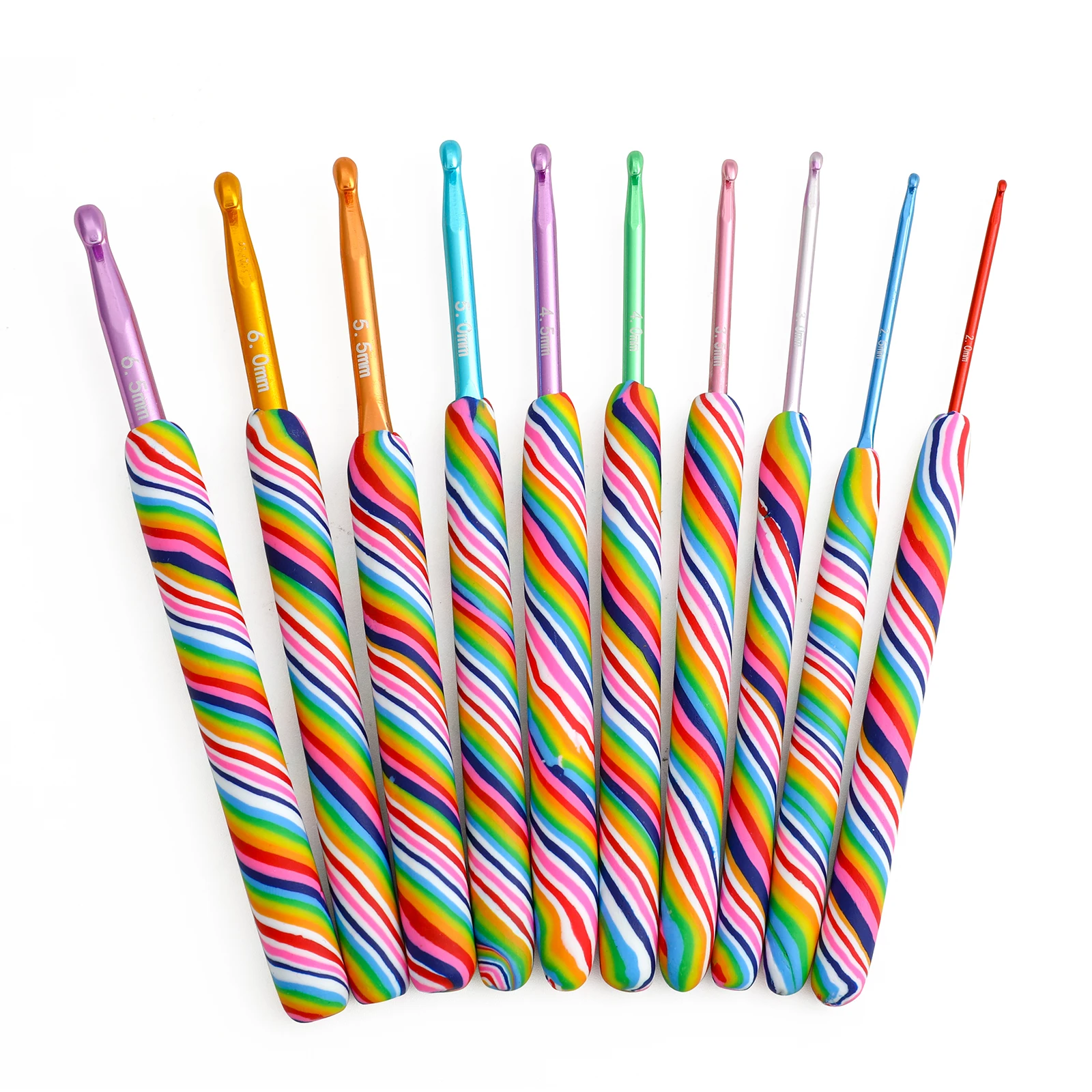 10 Pcs Rainbow Crochet Hook Set Aluminum Knitting Needles 2.0-6.5MM Ergonomic Grip Yarns and Wool So Weave | Дом и сад