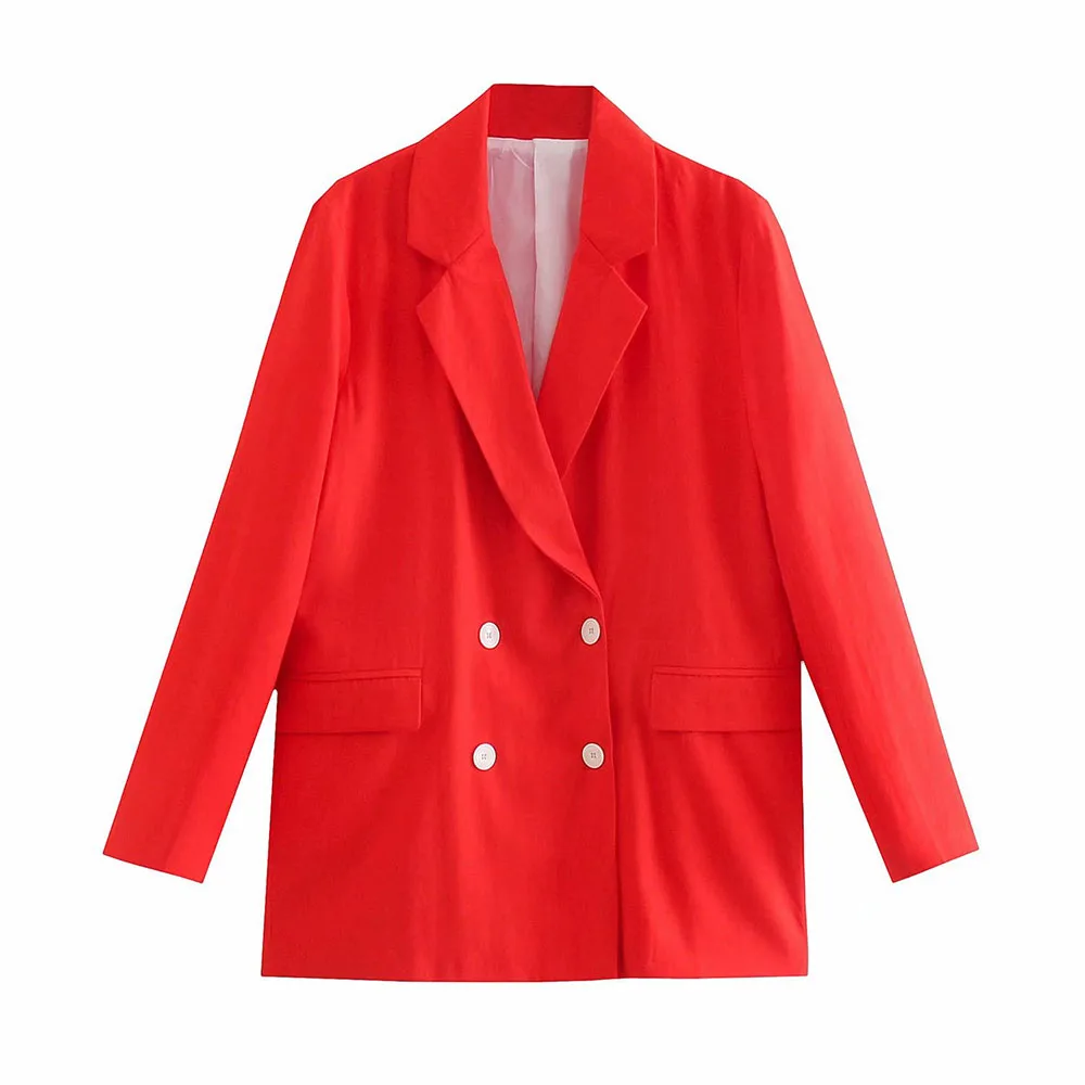 

ZA jacket women 2021 new spring and autumn niche design sense loose solid color casual jacket women suit long sleeve blazer