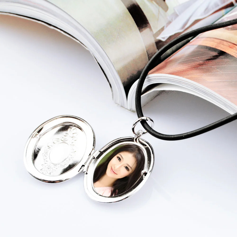 Изящный овальный резной цветок в полоску медальон кулон ожерелье женское