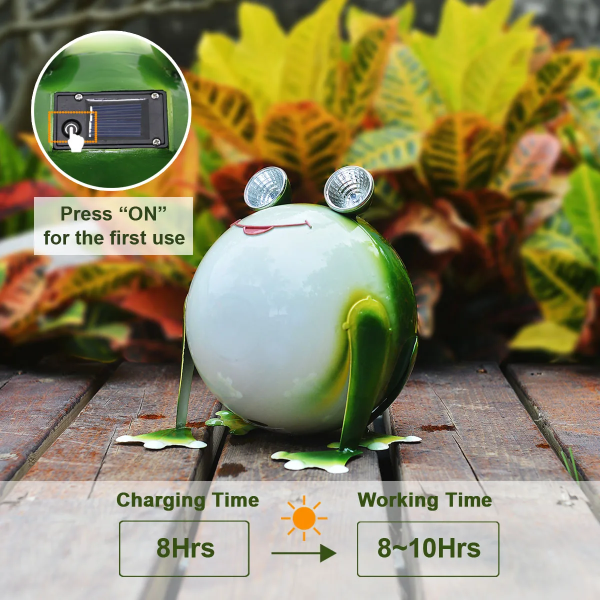 Goodeco Metal Frog Garden Statue Decor With Solar Lights Froggy Figurine Outdoor Decoration Jardin Yard Patio Lawn Home Ornament | Дом и сад