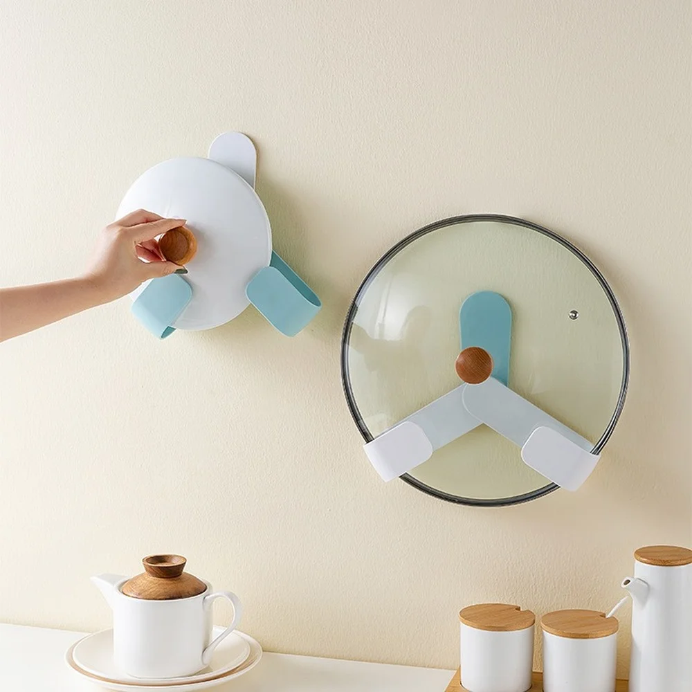 

Wall-mounted Multi-purpose Rotating Folding Pot Cover Storage Racks Punch-free Adjustment Kitchen Storage Cutting Board Holders