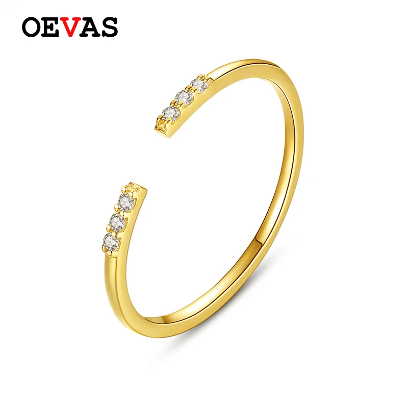 OEVAS 100% Au585 реальные 14K золотой палец кольца для женщин Элегантный Блеск Циркон 1 3