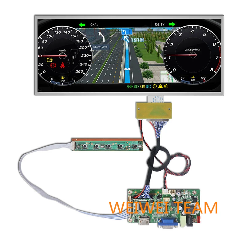 Wisecoco 12.3 Inch 1920x720 IPS Display HSD123KPW1 LCD Instrument Cluster Dashboard VGA Driver Board Car Navigation Screen - купить по
