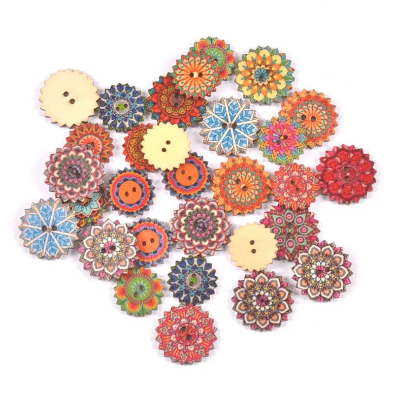 

55pcs Retro Wooden Buttons 2 Holes for Handwork Sewing Scrapbook Clothing Button DIY Crafts Accessories Gift Card Decor 15-25mm