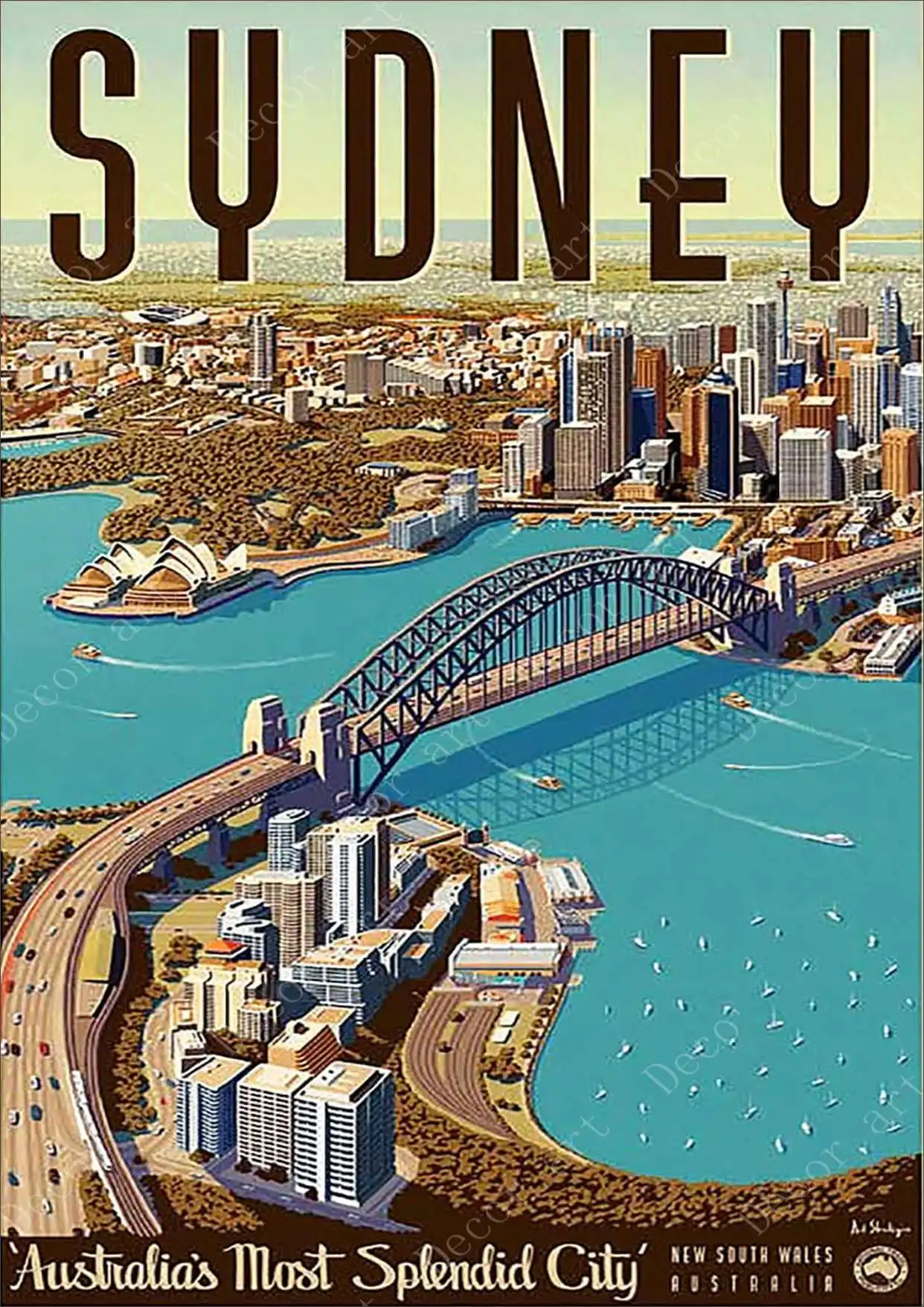 Путешествия в Австралию Sydney Gold Coast пляж с покрытием наклейки на стену холст картины Винтаж крафт плакаты домашний бар украшения подарок - Цвет: Белый