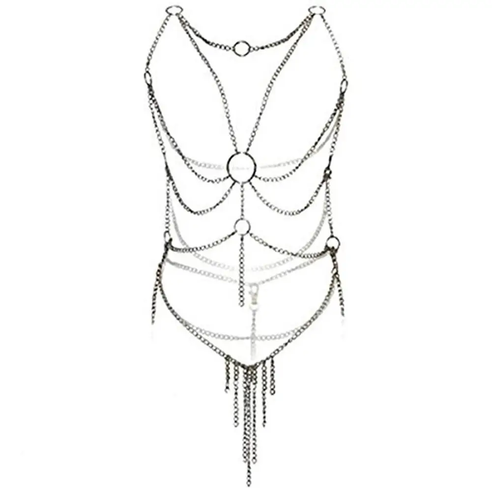 

Sexy Erotic Perspective Babydoll Women Lingerie Chain Tassel Jumpsuit