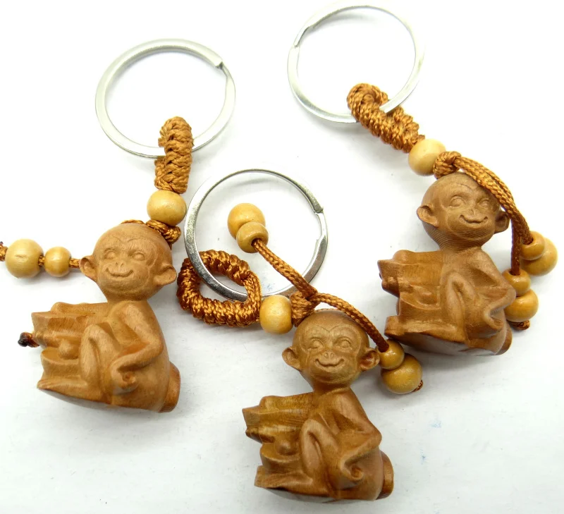 Новинка хит продаж деревянная подвеска в виде обезьяны зодиака брелок для ключей