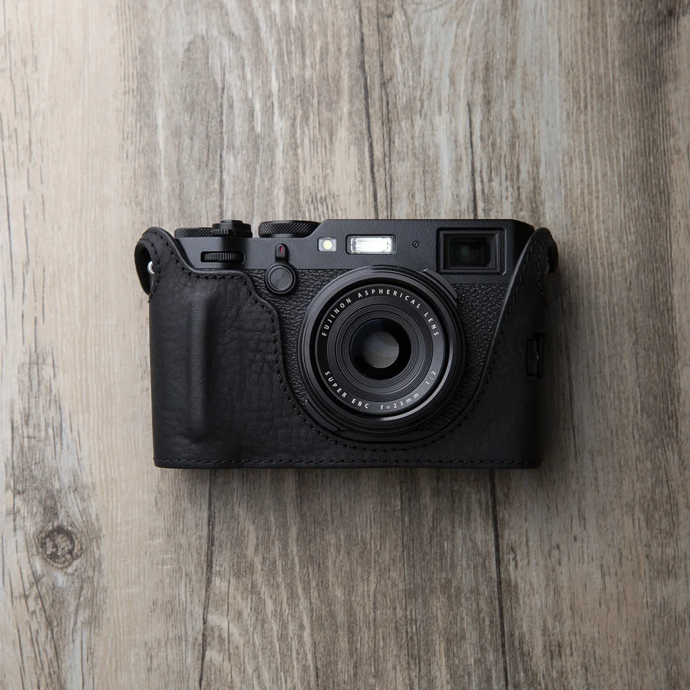 Бренд AYdgcam ручной работы из натуральной кожи чехол для камеры Fujifilm X100F X100-F сумка для камеры половина крышки винтажный Чехол - Цвет: Black