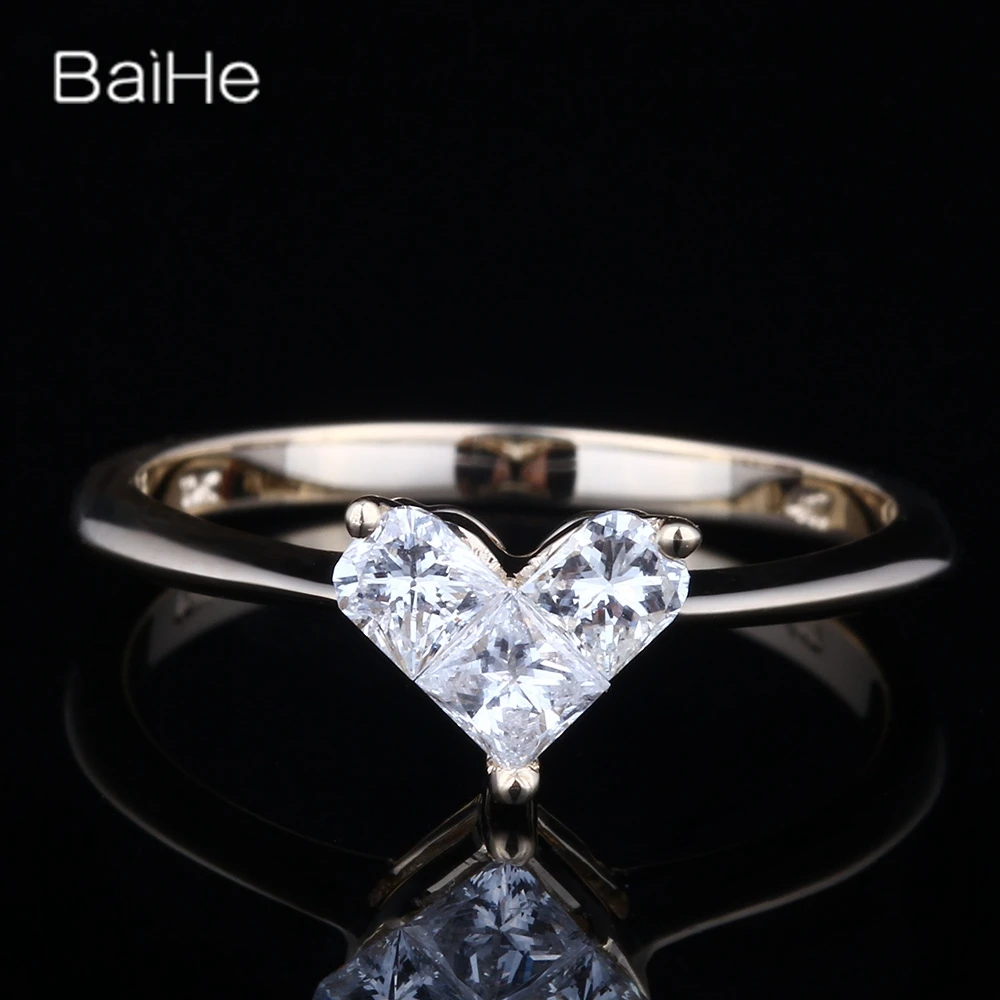 BAIHE однотонные 14K желтое золото H/SI натуральные бриллианты женские свадебные Модные Изящные Ювелирные изделия Prsten u obliku srca другие croi