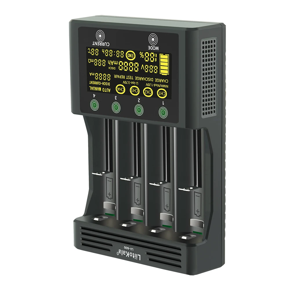 

LiitoKala lii-600 LCD 3.7V/1.2V AA/AAA 18650/26650/16340/14500/10440/18500 Battery Charger with screen+12V3A adapter