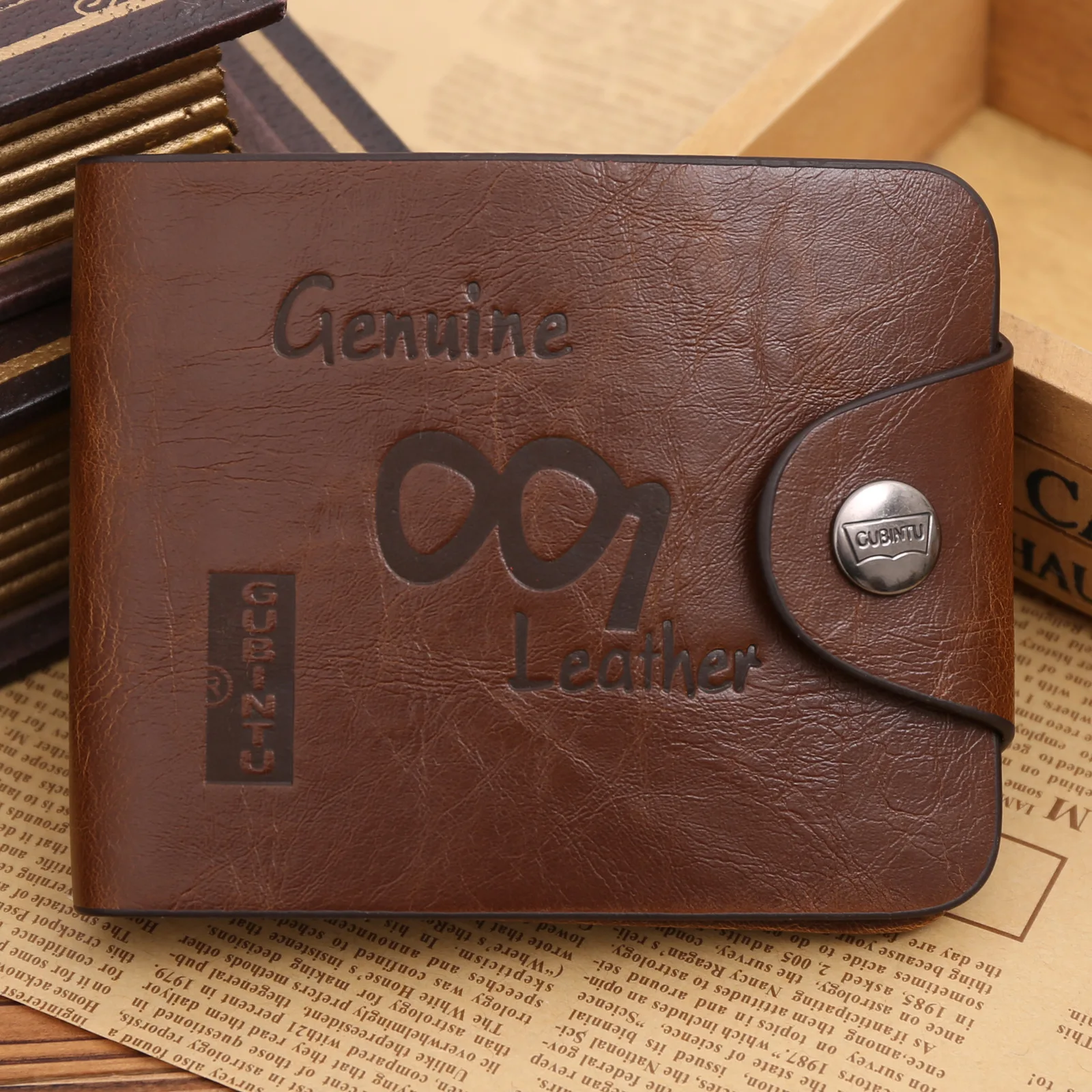 Classic Vintage Retro Male Hasp Hunter Brown Leather Wallet Purse Card Holder Clutch for Men|Мужские кошельки| |