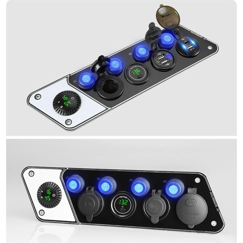 

Портативный автомобильный держатель для зарядки RV с вольтметром цифровые часы 12-24 В QC3.0 PD вилка