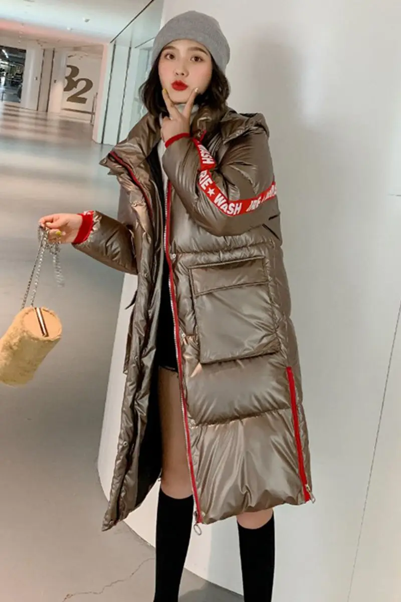 Новинка зимняя куртка женский длинный пуховик хлопковая Женская парка большой