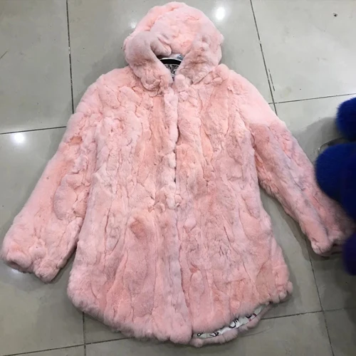 pink 2 Длинная стильная Роскошная настоящая куртка с мехом кролика Рекс женская шуба из кролика рекс для девочек настоящий натуральный мех кролика рекс верхняя одежда с капюшоном - Цвет: pink 2