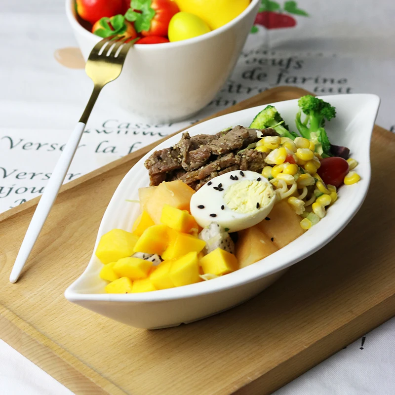 

Однотонная белая керамическая Салатница в европейском стиле, 12 дюймов, домашняя суповая миска, специальная десертная миска, креативная тре...