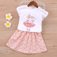 girls set summer children clothes cute rabbit print t shirt skirt 2pcs kid clothes girl clothes set children clothes