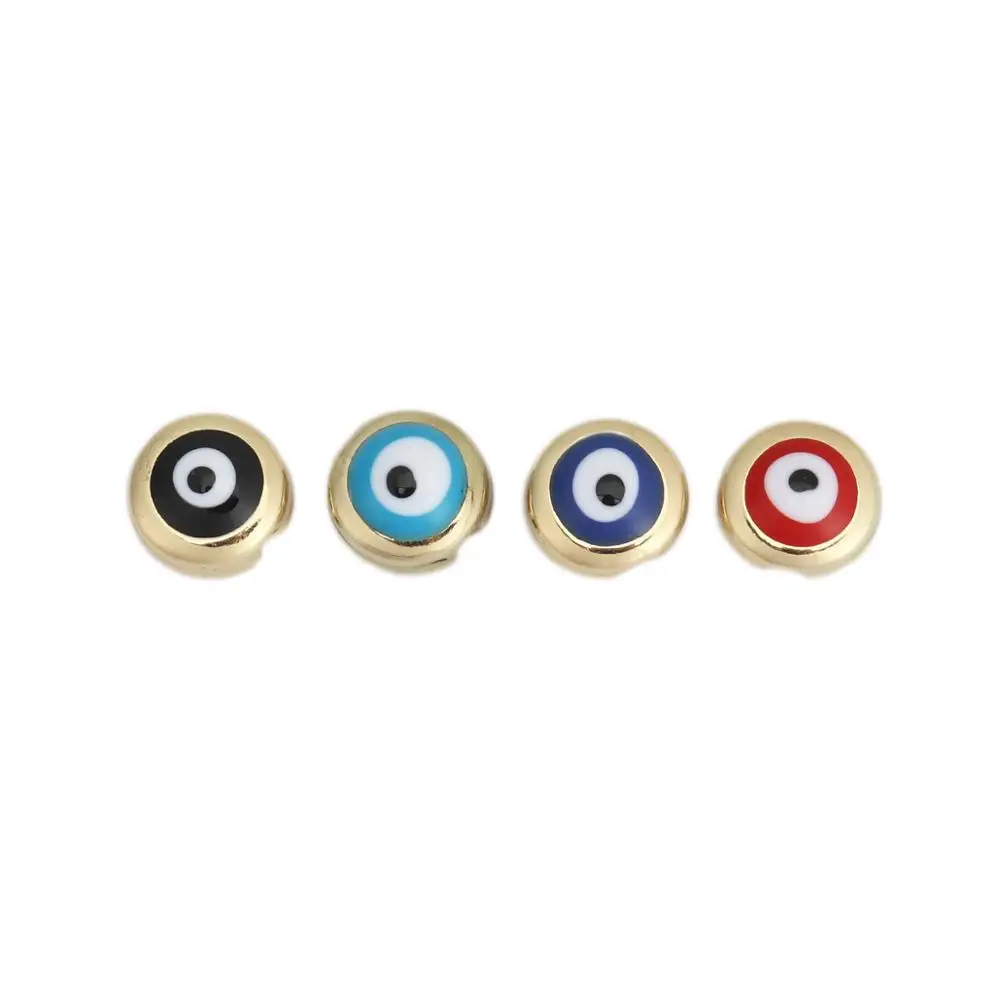 8Seasons Zinc Based Alloy Spacer Beads Round Gold Metal Eye Pattern Enamel DIY Gifts About 8mm Dia. Hole: Approx 1.3mm 10 PCs | Украшения и
