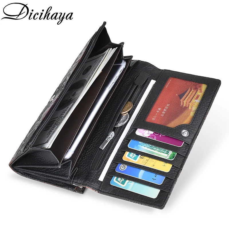 DICIHAYA 2021 Genuine Leather Women Wallets Luxury Brand Design High Quality Fashion Female Purse Card Holder Long Clutch Bag | Багаж и