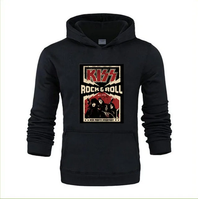 Бесплатная доставка Повседневные Вечерние толстовки KISS Rock & Roll новинка
