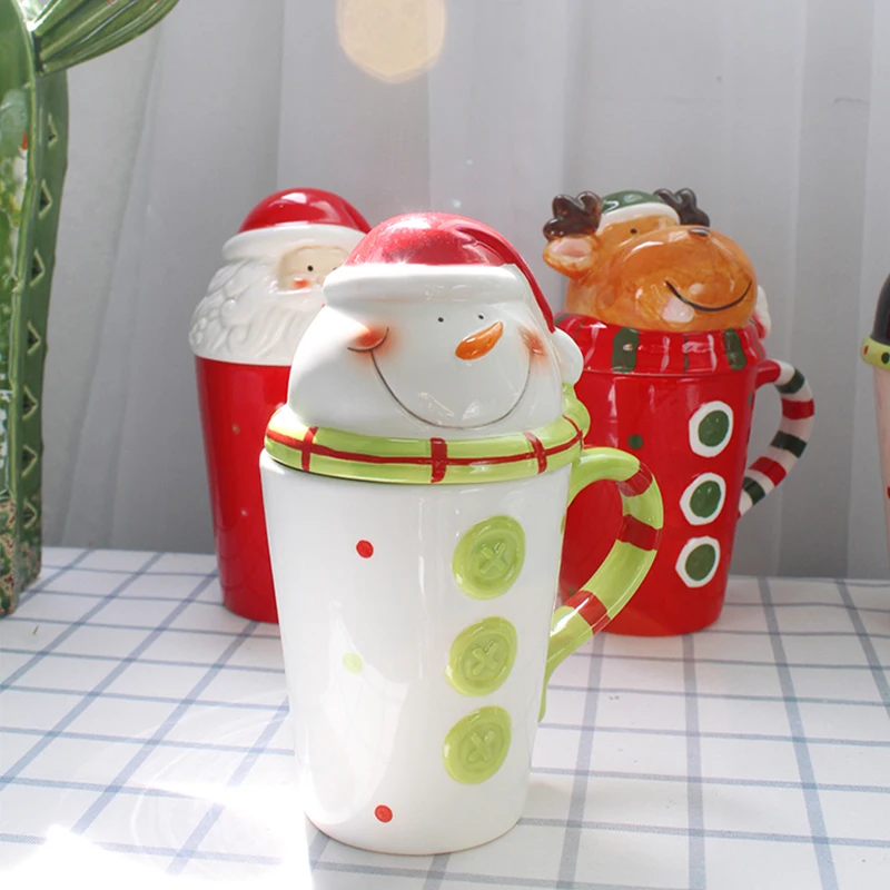 Рождественский керамический стакан 3D со снеговиками с северными оленями Пингвин