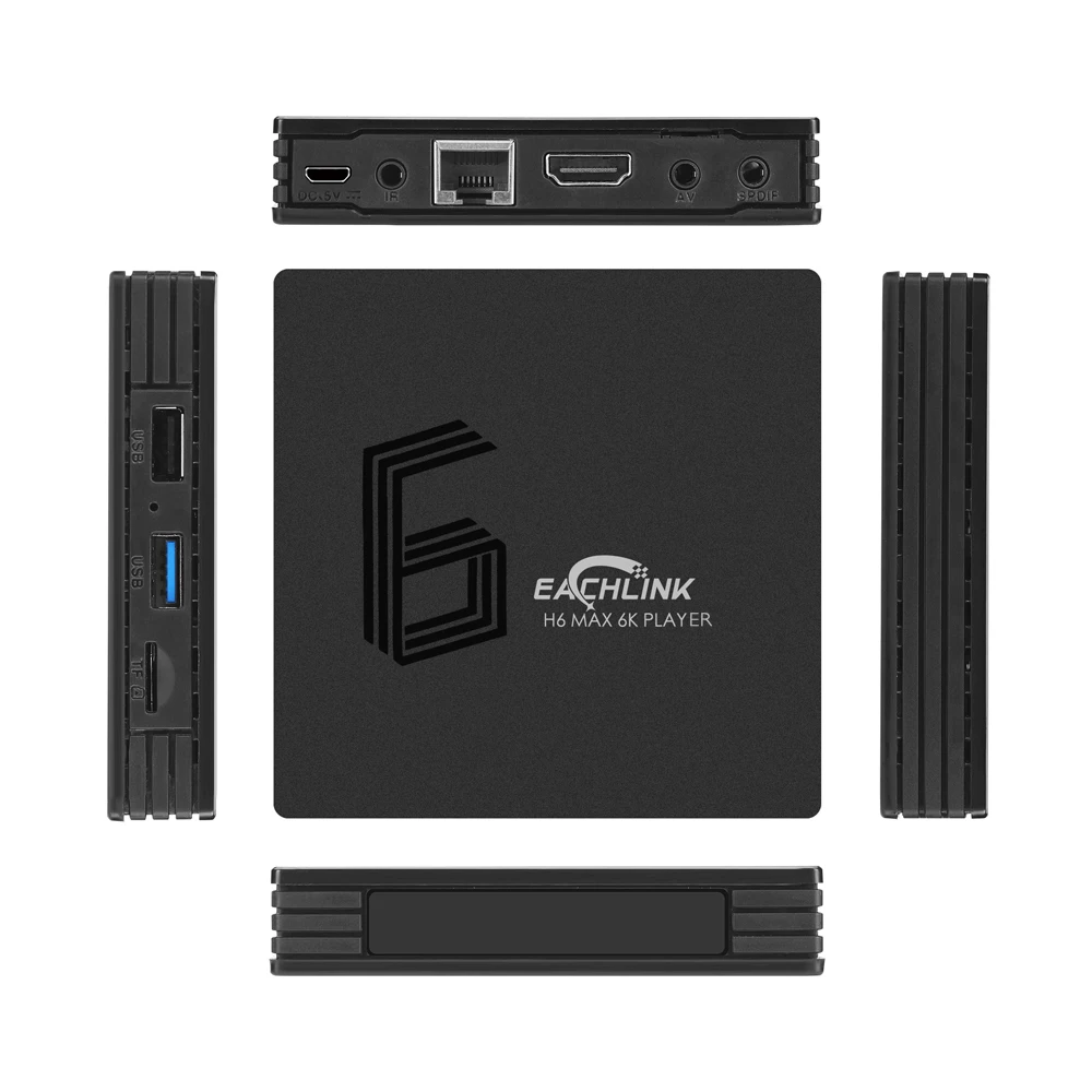 Смарт-ТВ приставка EACHLINK H6 MAX Android 9,0 Allwinner H6 4K медиаплеер 6K HDR H.265 BT4.1 4 GB/64 GB 2,4G/5G WiFi приставка android Smart
