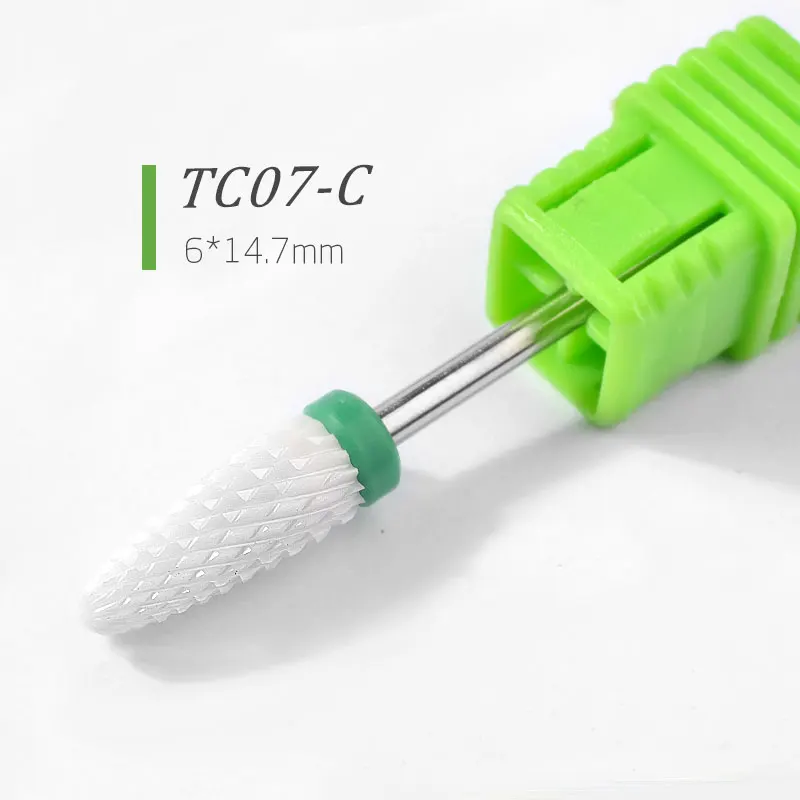 TC07-C 1 шт. керамические 3/3" сверла для дизайна ногтей 23 Типа Фрезы для маникюра, пилка для электрического устройства, аксессуары для станка, инструмент для снятия заусенцев - Цвет: TC07-C